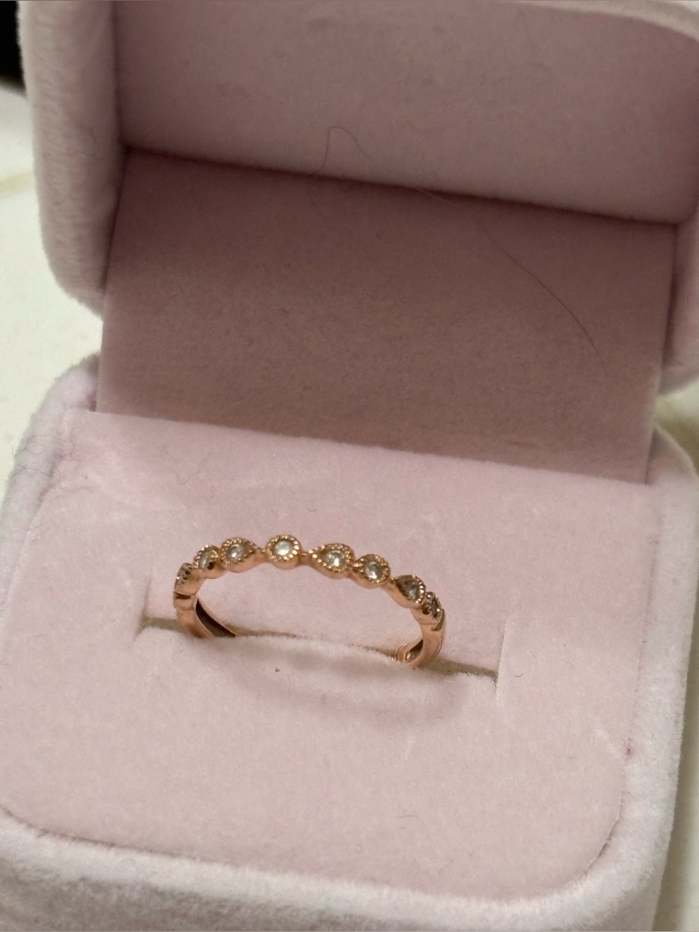 10k Rose Gold Natural Diamond Milgrain Stackable Ring Size 5 1/2
